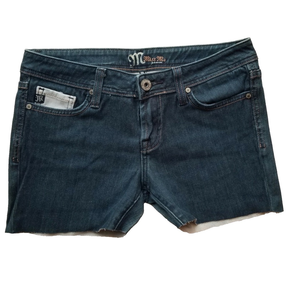 MISS ME Shorts Womens 28 Blue Zip Fly Low Rise Stretch Cutoff Retro Y2K Western